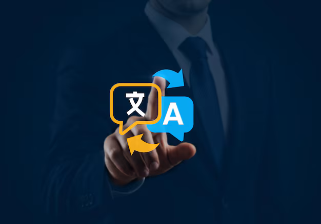 professional using language translation technology interacting with multilingual support icons 1313172 1042