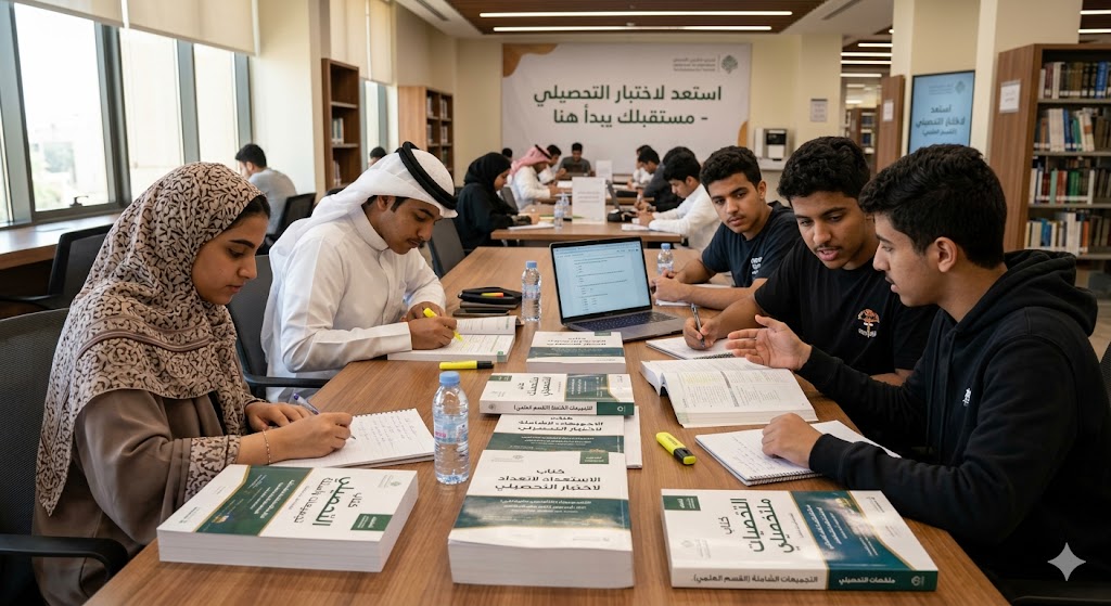 طلاب يستعدون لاختبار التحصيلي